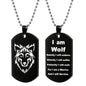 Wolf Military Dog Tag Pendant Necklaces