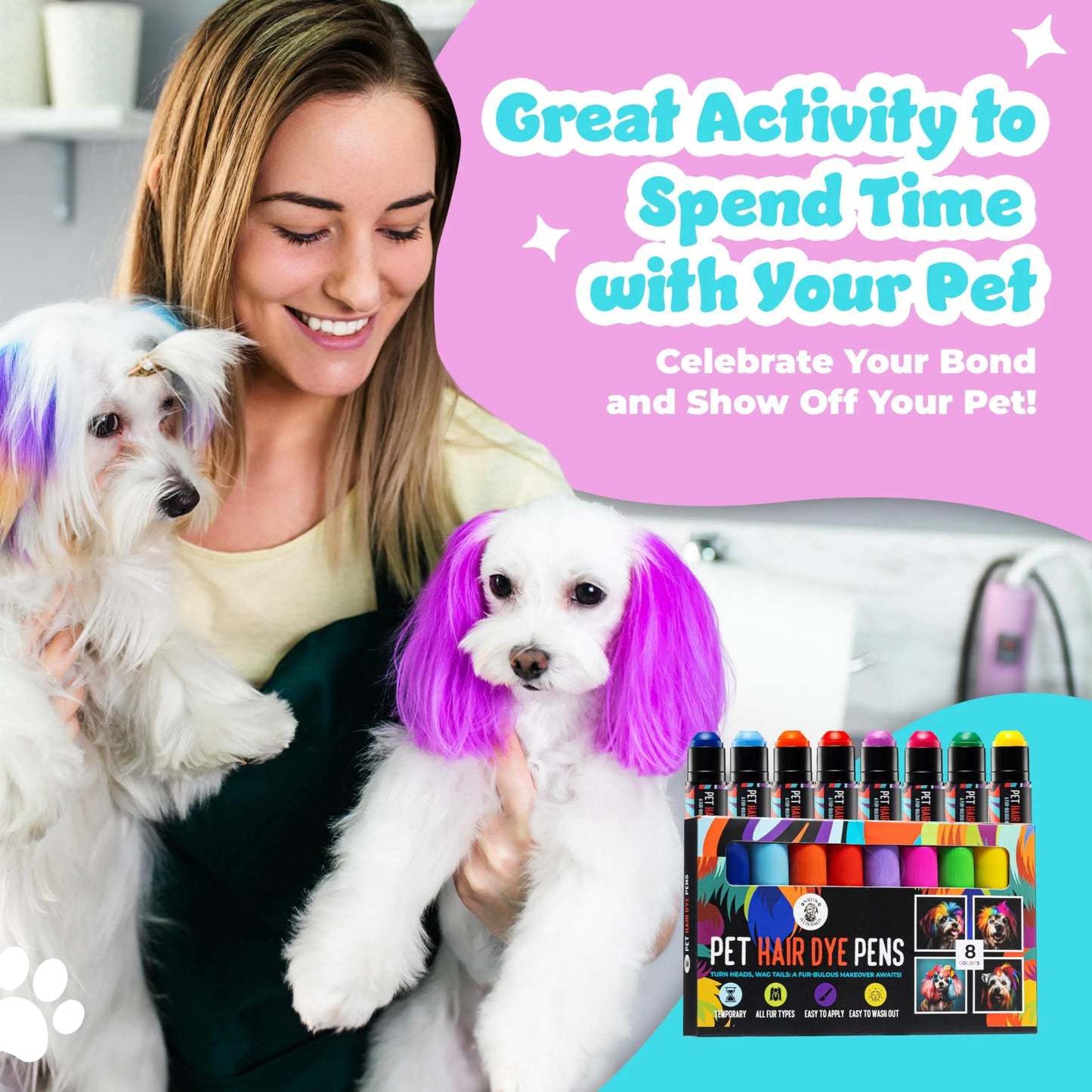 Dog Hair Dye 8 Color Dog Safe Hair Dye Non Toxic Temporary Pet Hair Paint Pens