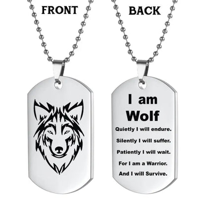 Wolf Military Dog Tag Pendant Necklaces