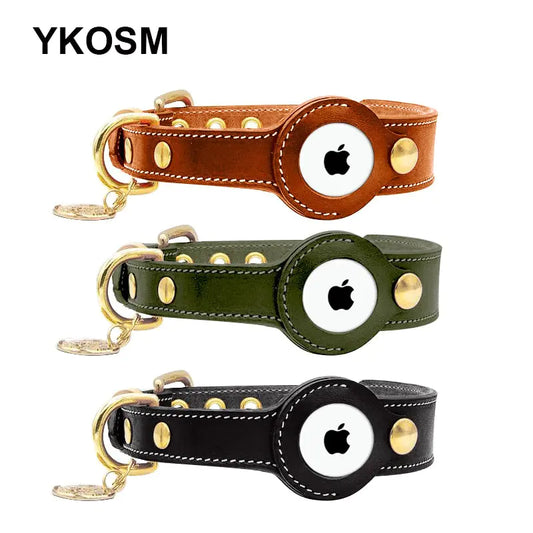 Genuine Leather Airtags Collar For Dog