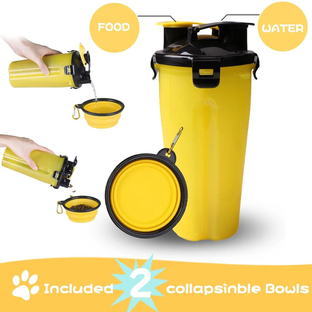 2-In-1 Dog Water Bottle With Food Container