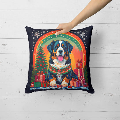 Bernese Mountain Dog Christmas Throw Pillow